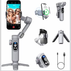 Professional Gimbal Stabilizer for Smartphone w/Wireless Charging OLED Display LED Light Focus Wheel, 3-Axis Phone Gimbal Stabilizer for iPhone 15 14 