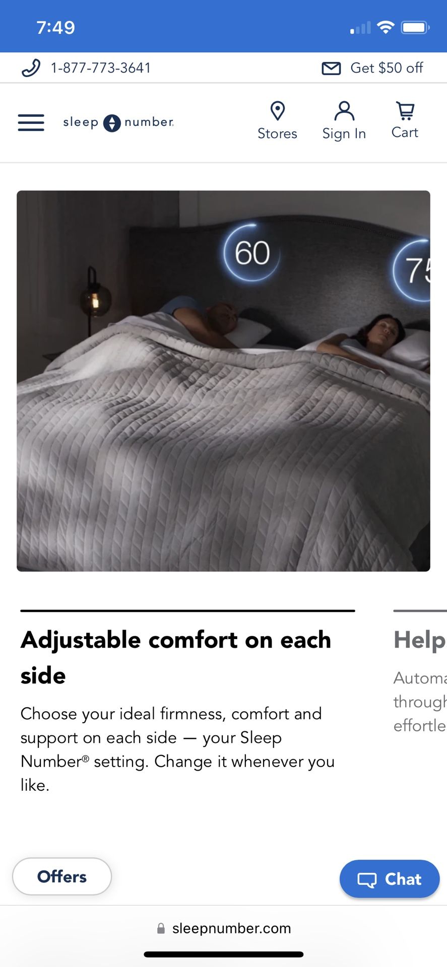 Cal King Sleep Number Bed Mattress Smart i10 With Remotes, Moving Head