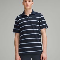 Lululemon Pique Classic-Fit Short-Sleeve Polo Shirt Size Large Blue LM3FBAS