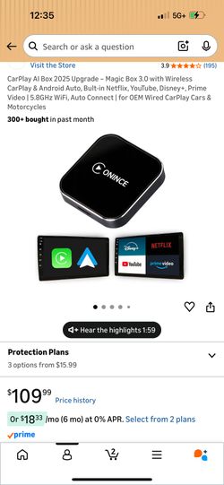 Onince Car Play AI Box Used Once 