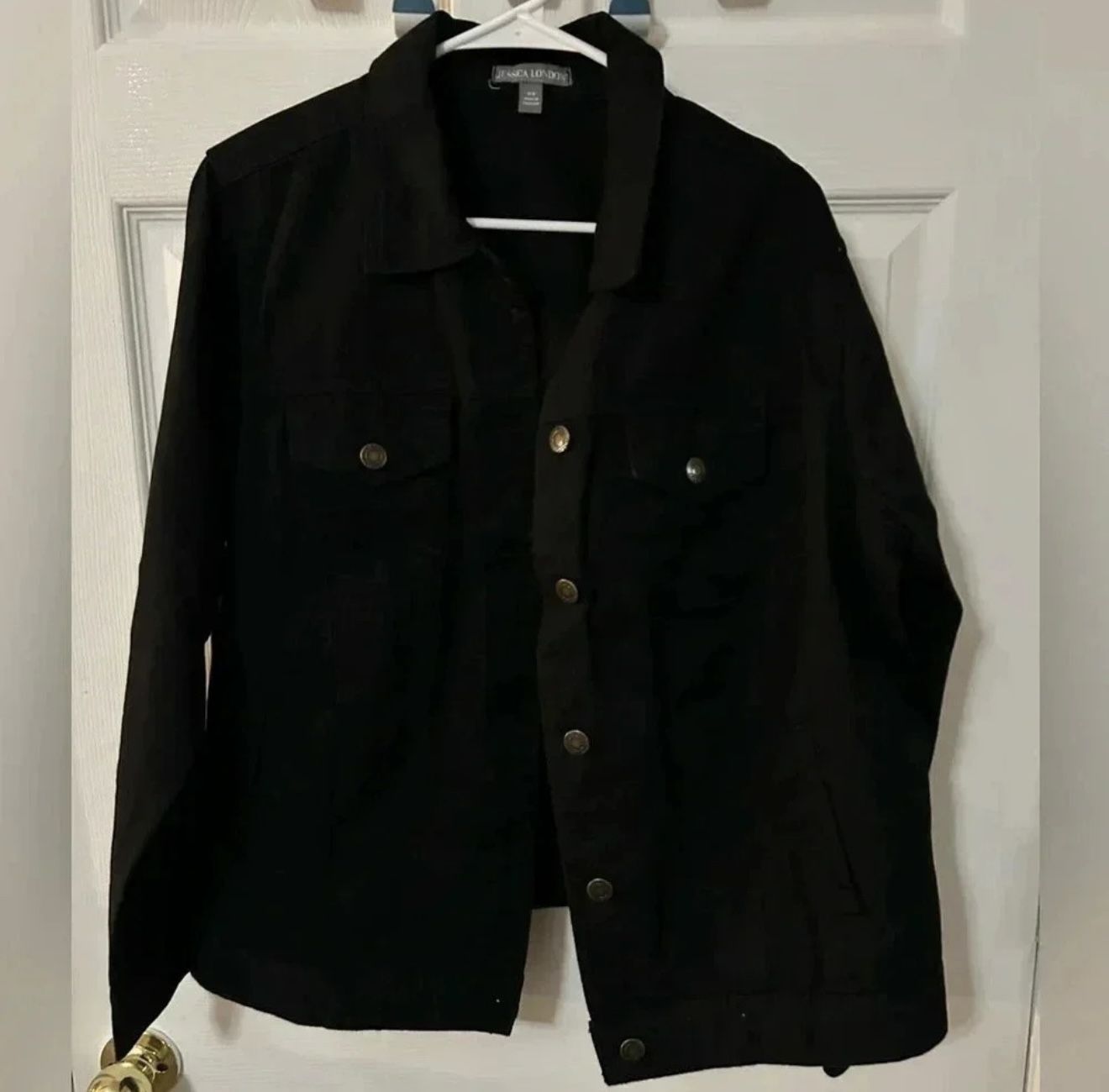 Black denim jacket with button-up 
