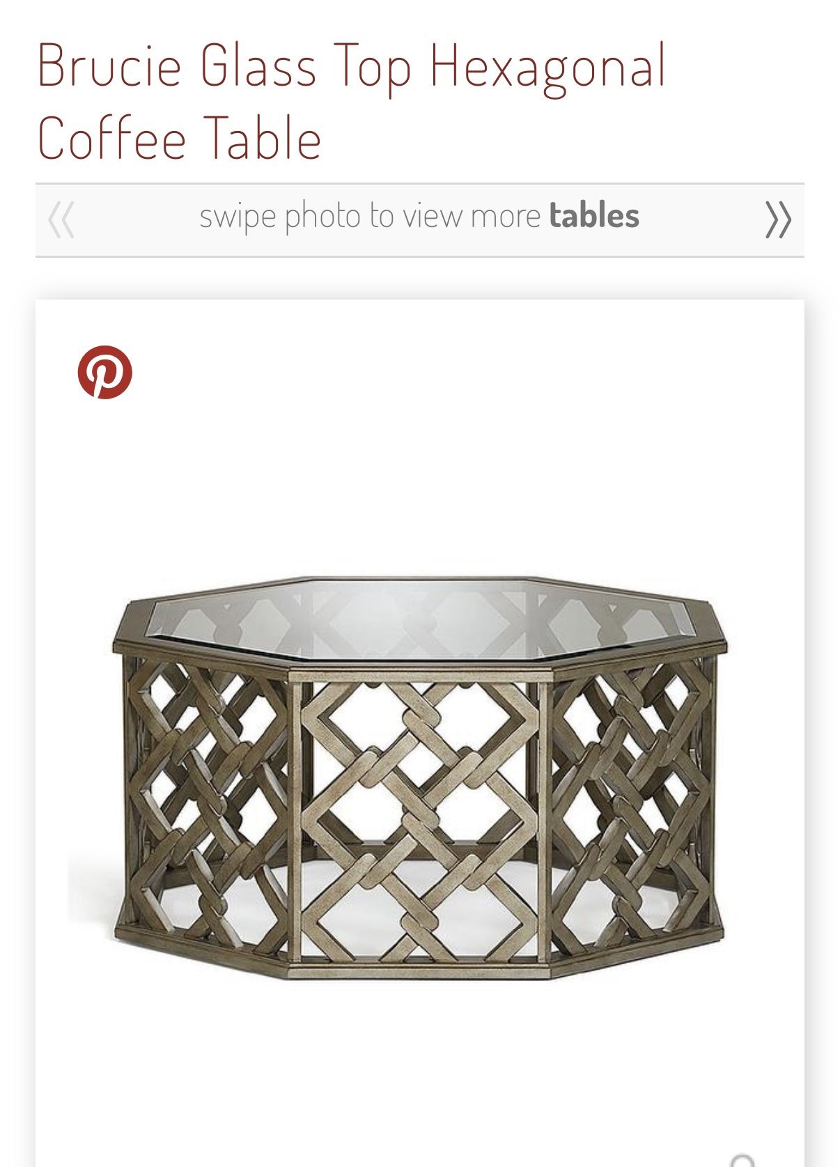 Brucie Glass Top Hexagonal Coffee Table