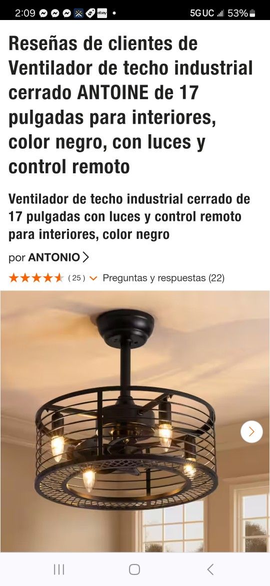 ventilador con lampara de techo