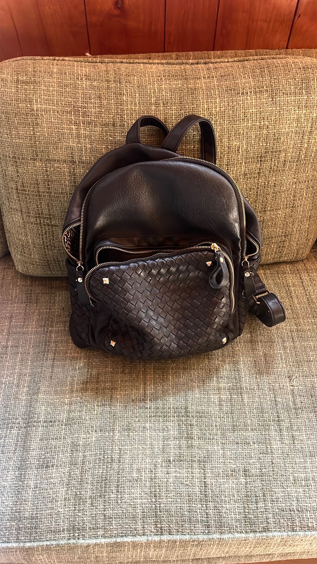 Madison West Faux Leather Backpack Vintage Designer Bag
