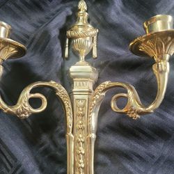 Pair of wall brass candle holders