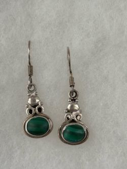 Sterling silver and malachite earrings