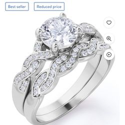1.5 Carat Moissanite Wedding Band Set