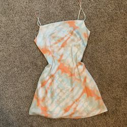 Tye Dye Satin Dress With Back Cut Out