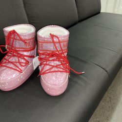 Very Shiny Pink Moon Boots For Kids Size