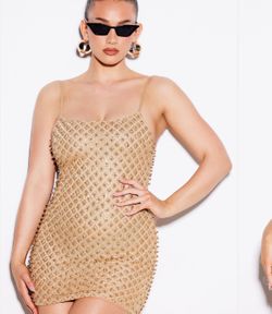 Gold mini dress