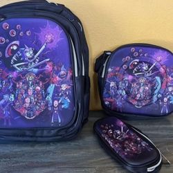  New 3 piece Rick and Morty backpack, lunch bag and pencil pouch 
