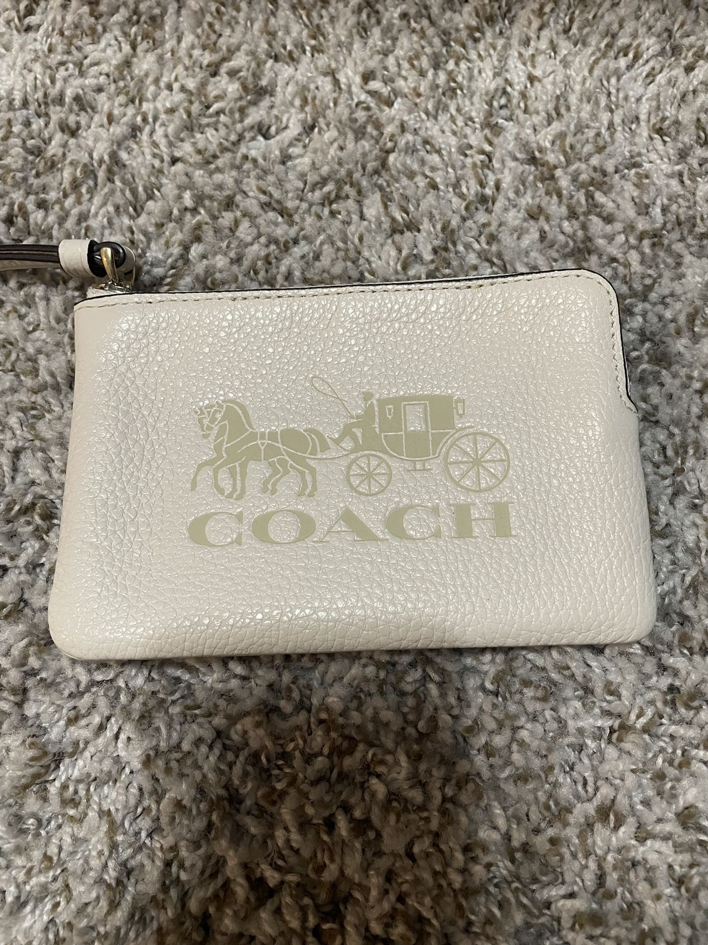 Coach Jes Corner Zip Wristlet Pouch Leather Horse & Carriage