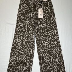 Sincerely Jules Jeans Size 1/25 Wide Leg Crop Pants Leopard 