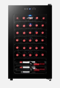 Arctic King Premium 34-Bottle Wine Cooler Touch Control LED Lighting Black