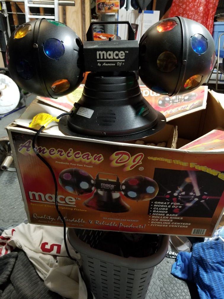 American DJ. Mace. Colored disco balls