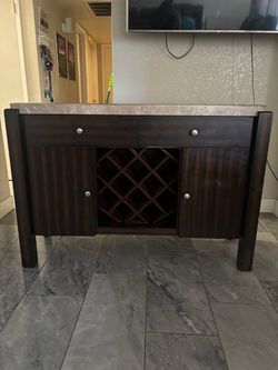 Dark Wood Buffet Sideboard with Wine Rack