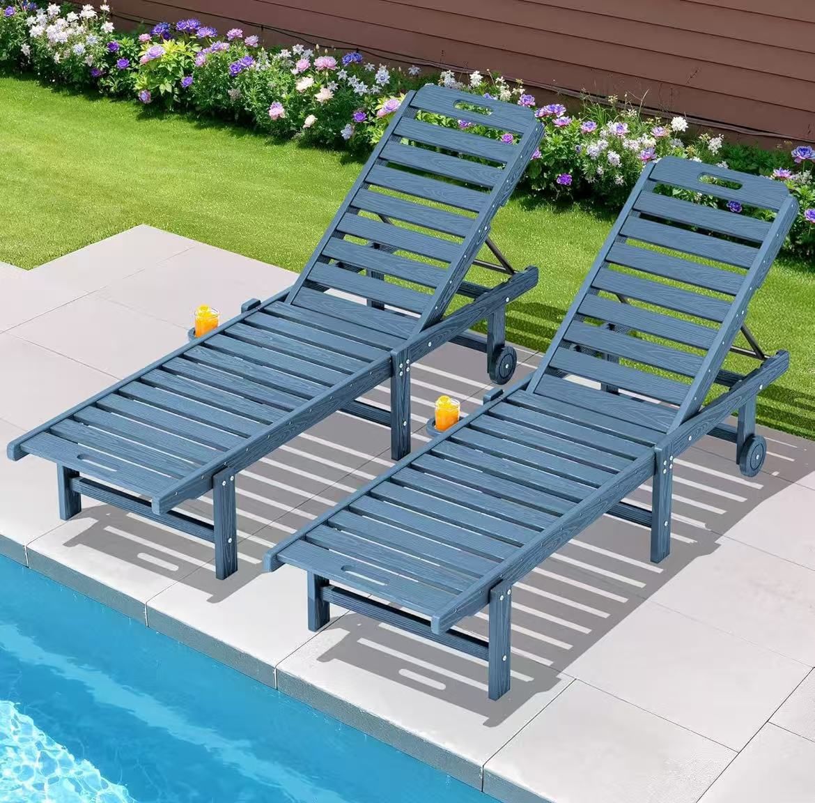New Patio Chaise Lounge Chair Set of 4