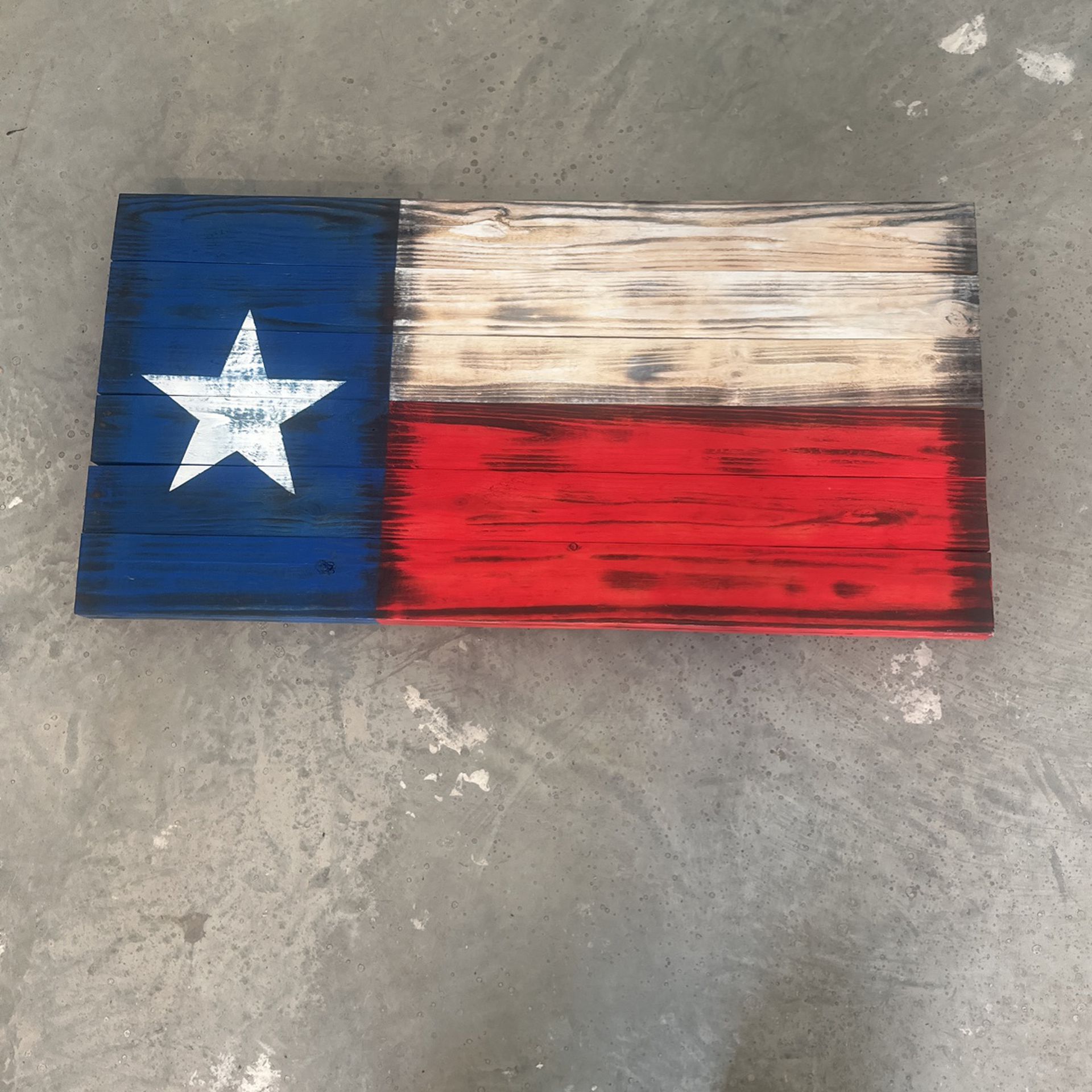 Hardwood, American and Texas flag wall decor