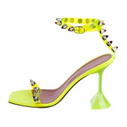 Amina Muaddi Julia Neon PVC Heels – Size 40