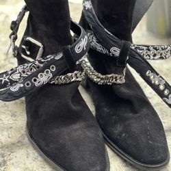 Used/great Conditin Amiri Bandana Buckle Boot , Black Suede , Size US 10/EU 43