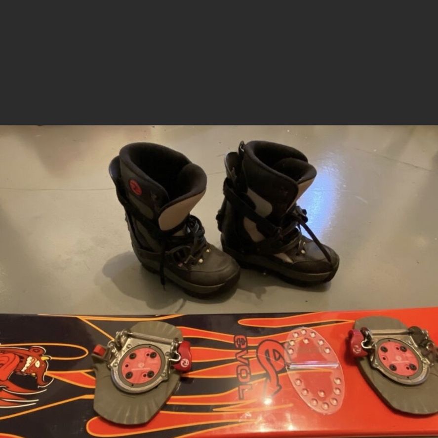 Snowboard, Boots, & Click-in Bindings