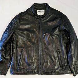 William Rast Mens Motorcycle Jacket, Black, XL
