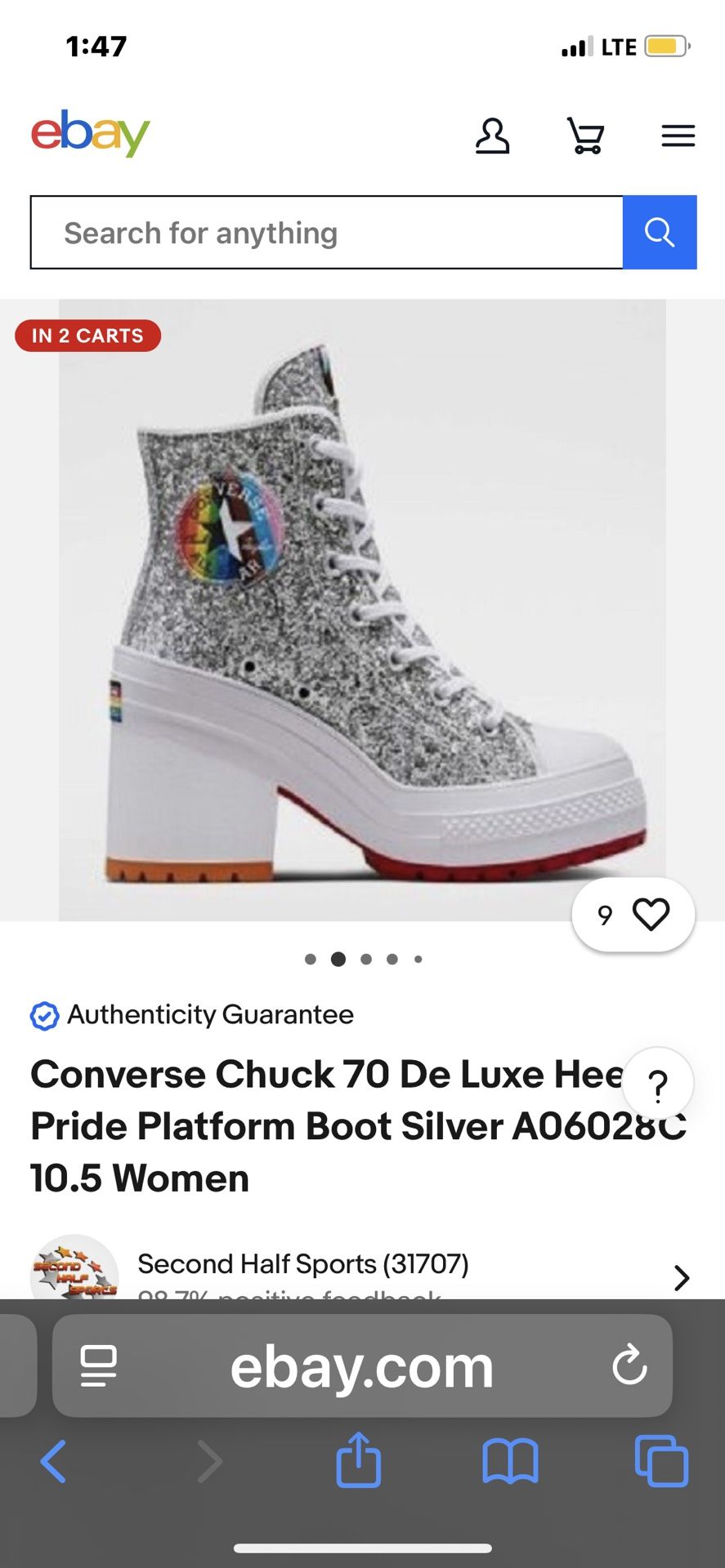 CONVERSE CHUCK TAYLOR 70 DELUX HILL PRIDE PLATFORM GLITTER