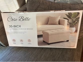 NEW Code Belle 30” Storage Ottoman Bench – Beige, Foldable with Lid