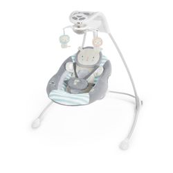 NEW Ingenuity InLighten Foldable Lightweight Baby Swing with Lights, Lion, Gray