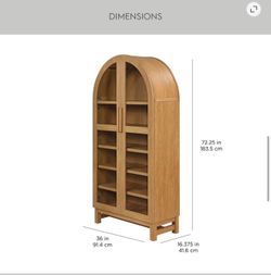 NEW IN BOX - Better Homes & Gardens Juliet Arch Accent Cabinet / Armoir / Bookcase, Light Honey/Tan Brown Finish