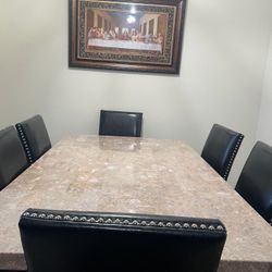 Marble table 6 chairs included black