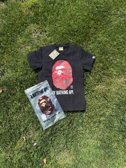 red and black bape tee