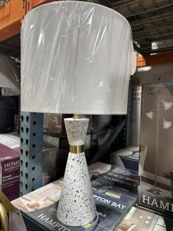 Hampton Bay SOSEBEE 24” White Terrazzo/Brass Table Lamps