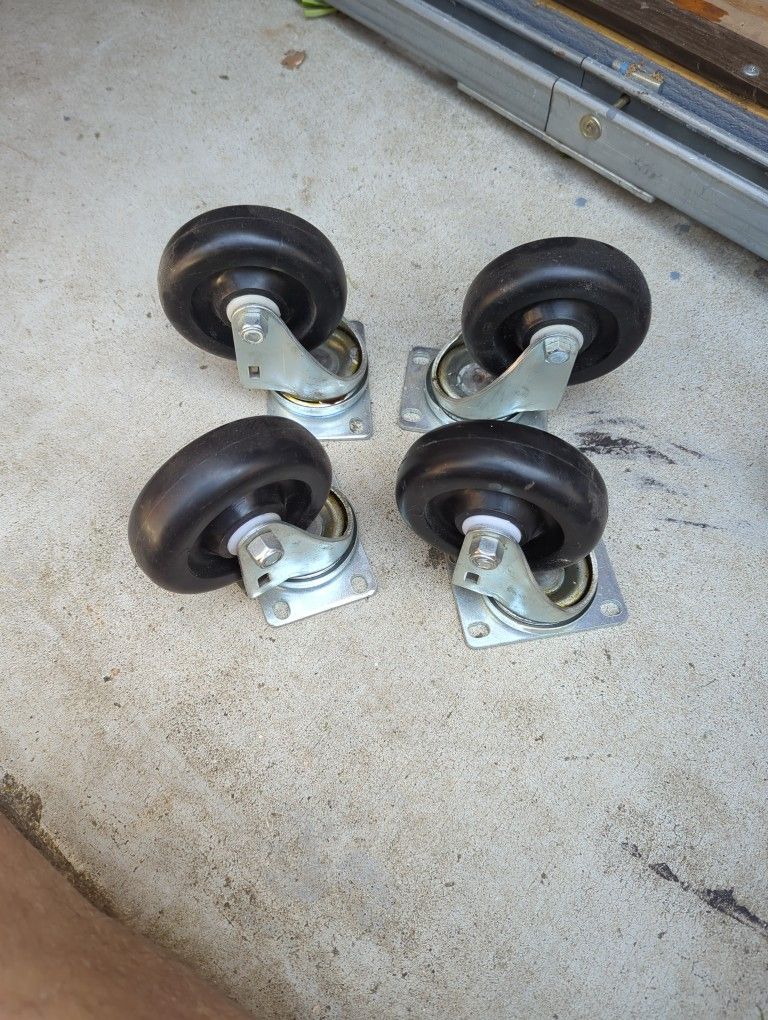 4- Inch Diameter, Rubber, Casters