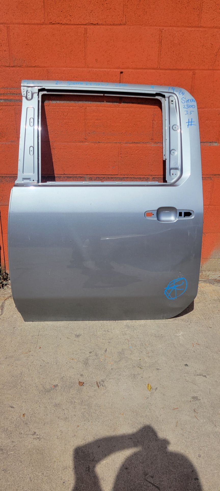 2019 to 24 G m c sierra 2500 L h rear door. Metal