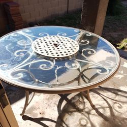 Patio Table With Lazy Susan And  Swivel Chairs