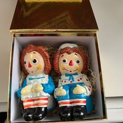 Vintage Raggedy Ann & Andy Ceramic Bookends – Hand Painted Collectible Set