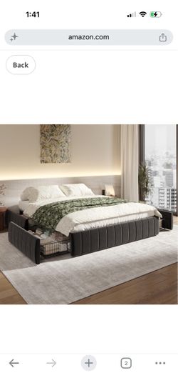 Low Profile Bed Frame with Storage Drawers - SC002