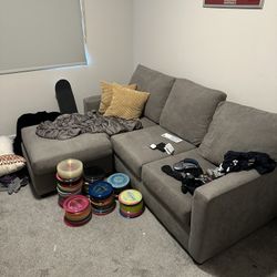 Pullout Grey Sectional Couch