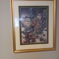 Large Floral Print Picture Multicolored