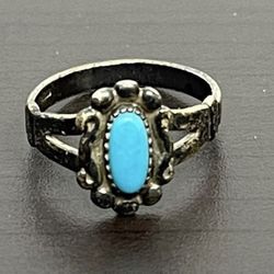 Vintage Sterling Silver Turquoise Ring Size 6