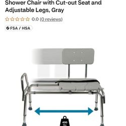 Unopened Shower Transfer Bench With Cut Out Seat