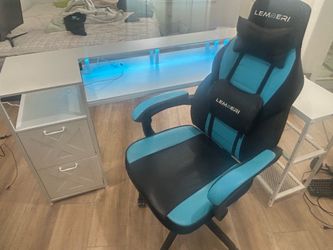 Gaming computer desk with gaming chair set