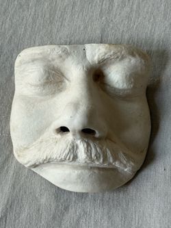Plaster Death Face Mask Sculpture with Mustache
