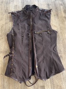 Steampunk Brown Striped Corset Vest