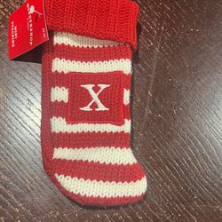 Knit Monogram LETTER X Mini Striped 8" Christmas Stocking Wondershop Home Decor