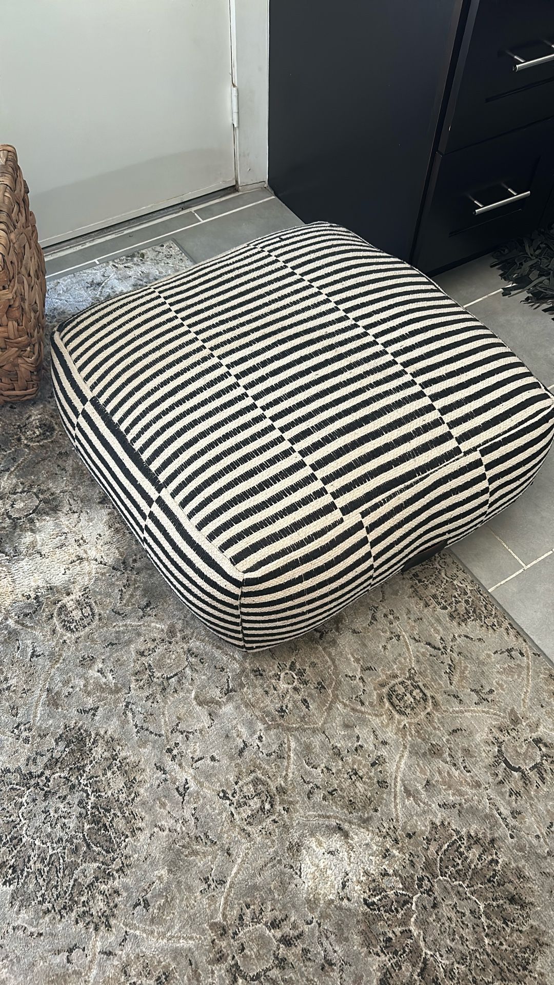 Magnolia Table Black & White Striped Floor Cushion