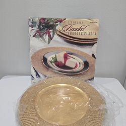 Vintage from the 1990s - Set Of 4 Beaded Charger Plates 13"