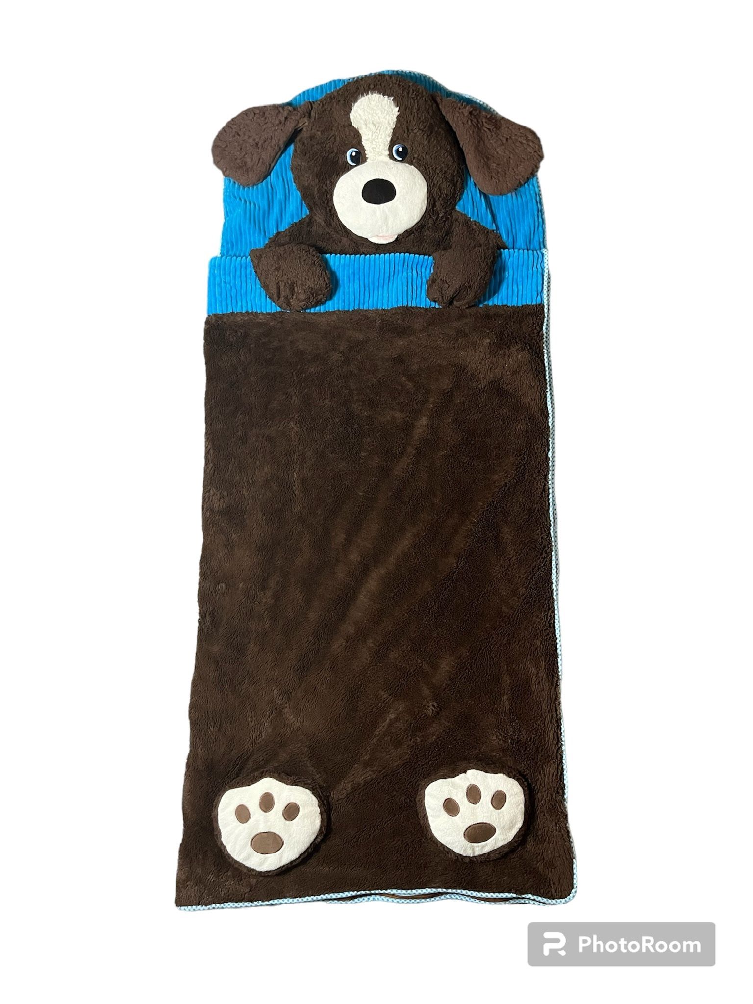 Hug Fun Costco Brown Plush Puppy Dog Head Full Zip Kids Sleeping Bag Camping
