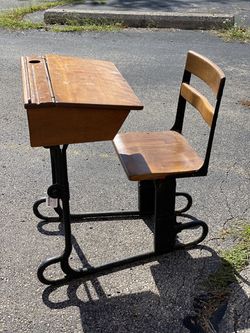 Antique adjustable school desk